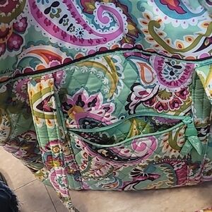 Vera Bradley Green and Pink Paisley Backpack